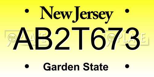AB2T673 New Jersey License Plate