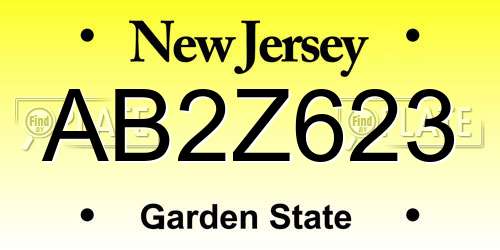AB2Z623 New Jersey License Plate