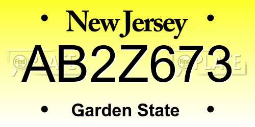 AB2Z673 New Jersey License Plate