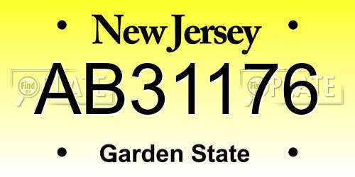 AB31176 New Jersey License Plate