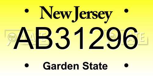 AB31296 New Jersey License Plate