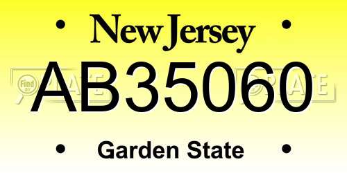 AB35060 New Jersey License Plate