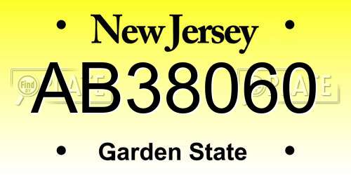 AB38060 New Jersey License Plate