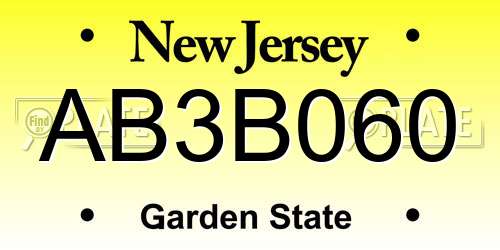 AB3B060 New Jersey License Plate