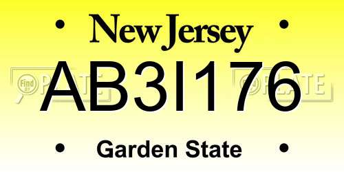 AB3I176 New Jersey License Plate