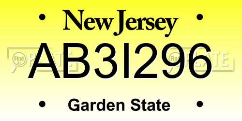 AB3I296 New Jersey License Plate
