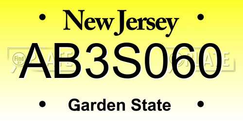 AB3S060 New Jersey License Plate