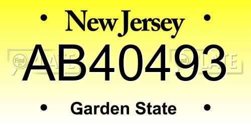 AB40493 New Jersey License Plate