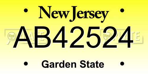 AB42524 New Jersey License Plate