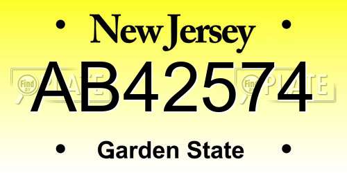 AB42574 New Jersey License Plate