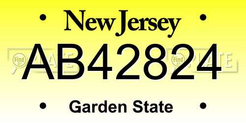 AB42824 New Jersey License Plate