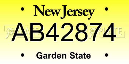 AB42874 New Jersey License Plate