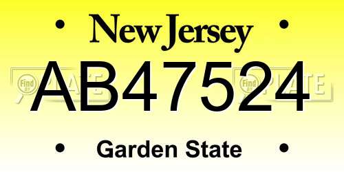AB47524 New Jersey License Plate