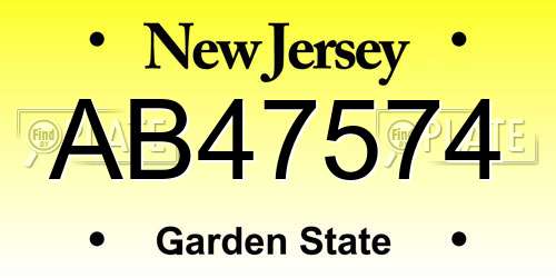 AB47574 New Jersey License Plate