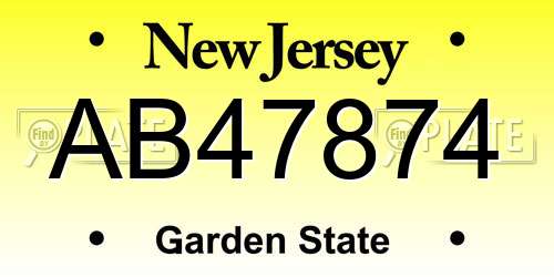 AB47874 New Jersey License Plate