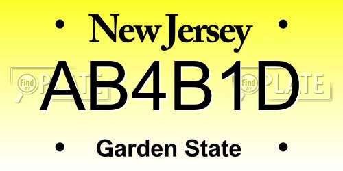 AB4B1D New Jersey License Plate