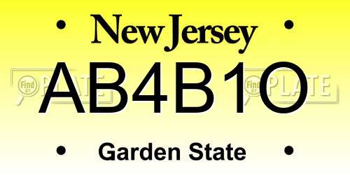 AB4B1O New Jersey License Plate