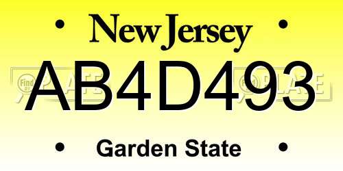 AB4D493 New Jersey License Plate