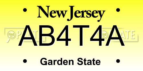 AB4T4A New Jersey License Plate
