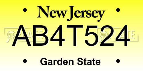 AB4T524 New Jersey License Plate