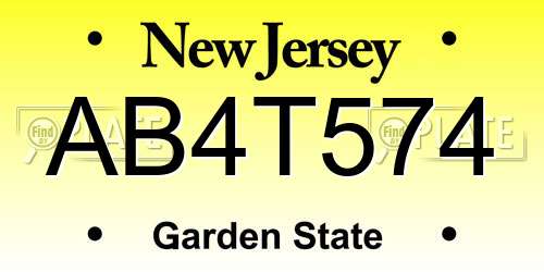 AB4T574 New Jersey License Plate