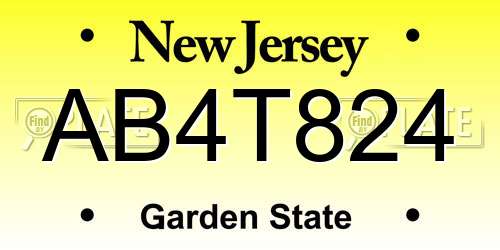 AB4T824 New Jersey License Plate