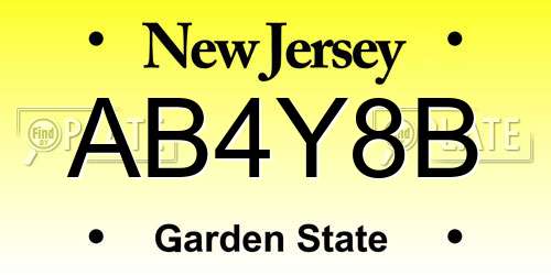 AB4Y8B New Jersey License Plate