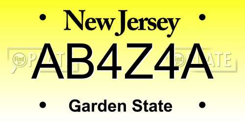 AB4Z4A New Jersey License Plate
