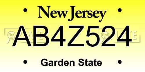 AB4Z524 New Jersey License Plate