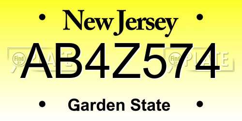 AB4Z574 New Jersey License Plate