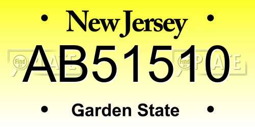 AB51510 New Jersey License Plate