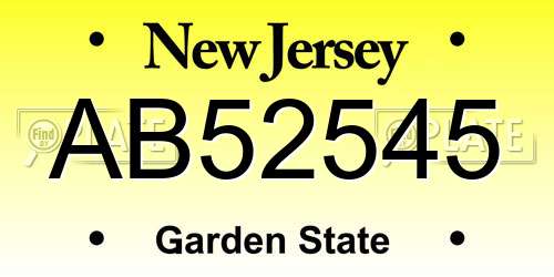 AB52545 New Jersey License Plate