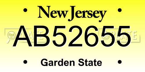 AB52655 New Jersey License Plate