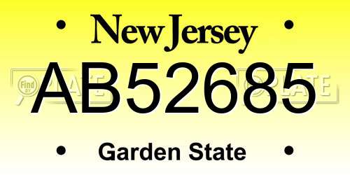 AB52685 New Jersey License Plate