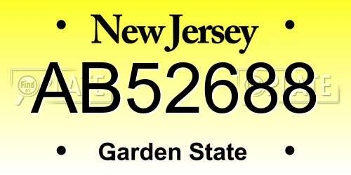 AB52688 New Jersey License Plate