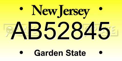AB52845 New Jersey License Plate