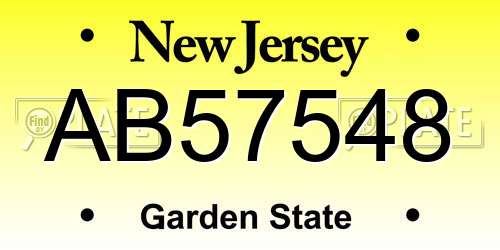 AB57548 New Jersey License Plate