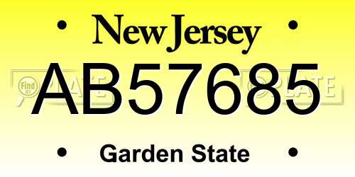 AB57685 New Jersey License Plate