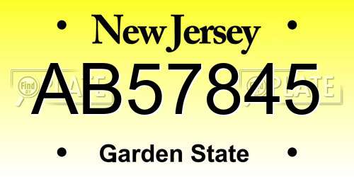 AB57845 New Jersey License Plate