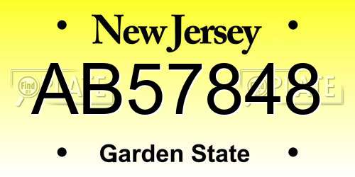 AB57848 New Jersey License Plate