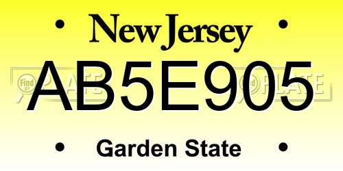 AB5E905 New Jersey License Plate