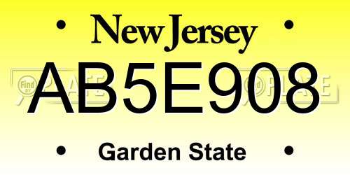 AB5E908 New Jersey License Plate