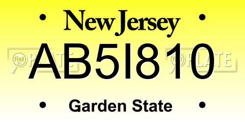 AB5I810 New Jersey License Plate