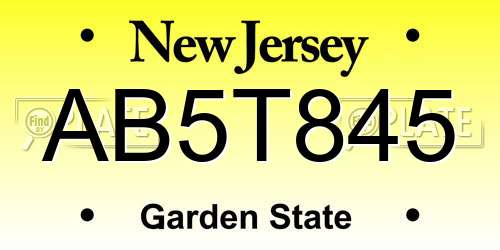 AB5T845 New Jersey License Plate