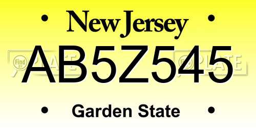 AB5Z545 New Jersey License Plate