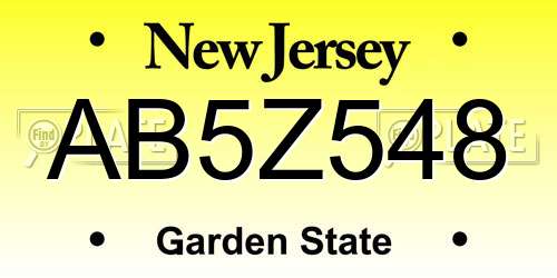 AB5Z548 New Jersey License Plate