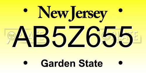 AB5Z655 New Jersey License Plate