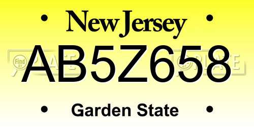 AB5Z658 New Jersey License Plate