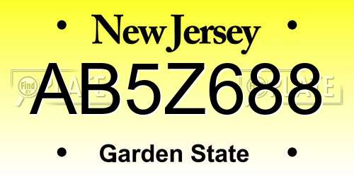 AB5Z688 New Jersey License Plate