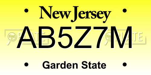 AB5Z7M New Jersey License Plate
